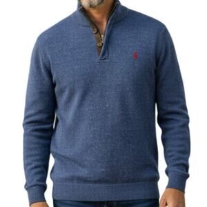 Polo Ralph Lauren 1/4 Quarter Zip AND Button Mockneck Sweater M Blue Red Pony